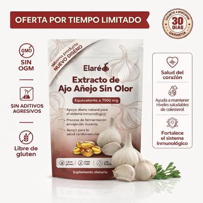Extracto de Ajo Añejo – 7500 mg Cápsulas Blandas Sin Olor