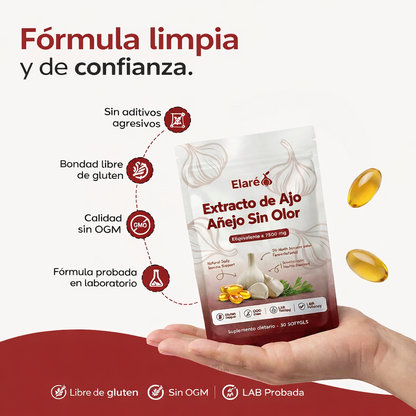 Extracto de Ajo Añejo – 7500 mg Cápsulas Blandas Sin Olor